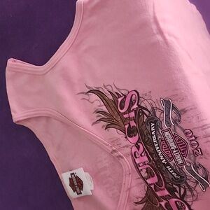 VEUC Harley-Davidson Wm Sz L Barbie pink Short Capped sleeve tshirt